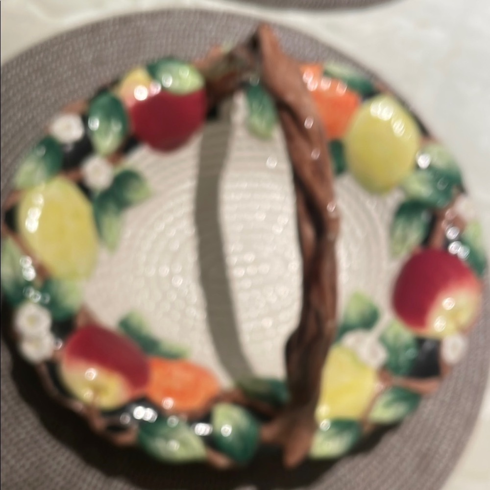 Colorful Fruit-Themed Ceramic Basket